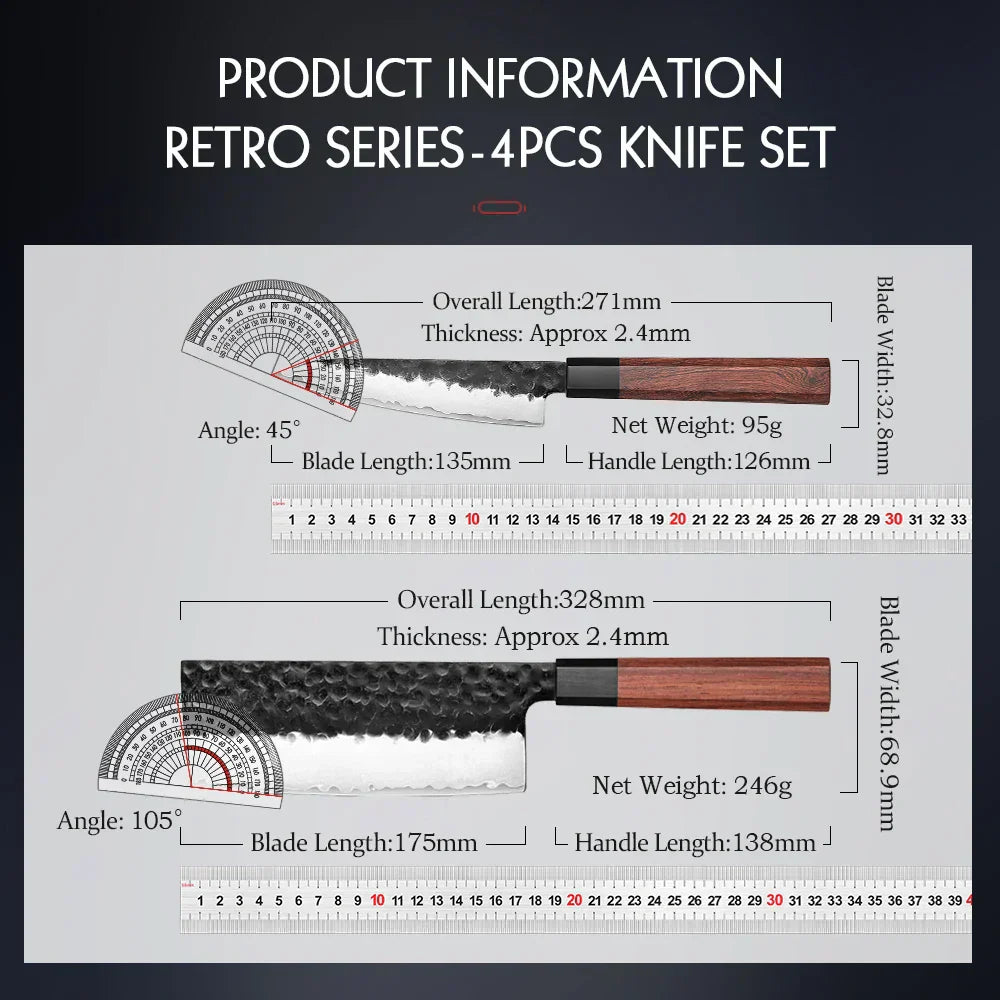 HEZHEN 1PC-5PC Kitchen Knife Set Chef Utility Stainless Steel 3 Layers Composite Steel Santoku Nakiri Kitchen Accessories