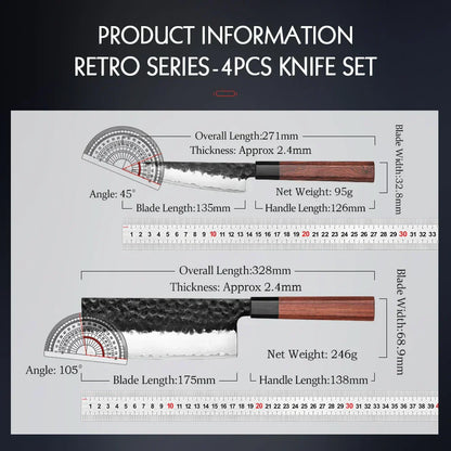 HEZHEN 1PC-5PC Kitchen Knife Set Chef Utility Stainless Steel 3 Layers Composite Steel Santoku Nakiri Kitchen Accessories
